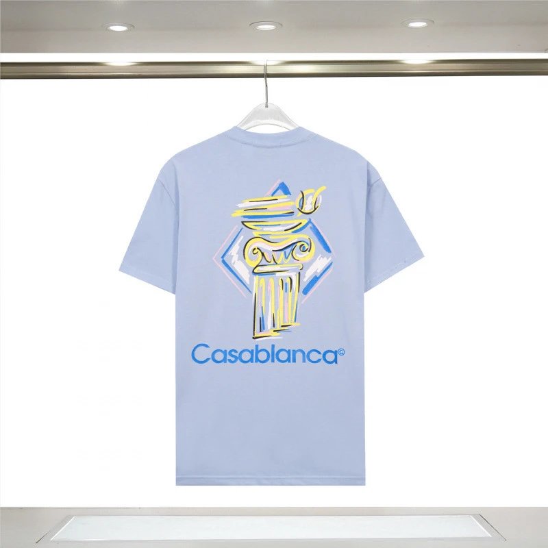 Casablanca T-Shirts Graphic Print — 871 front and back printed blue