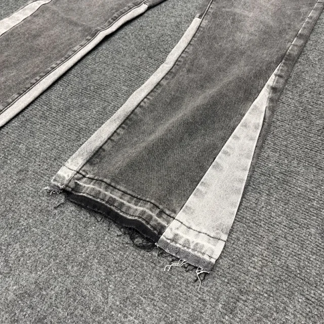 Unbranded Jeans Washed Flared with Contrast Side Panels and Raw Hem product detail image 34