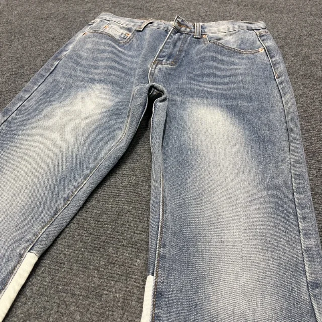 Unbranded Jeans Washed Flared with Contrast Side Panels and Raw Hem product detail image 15