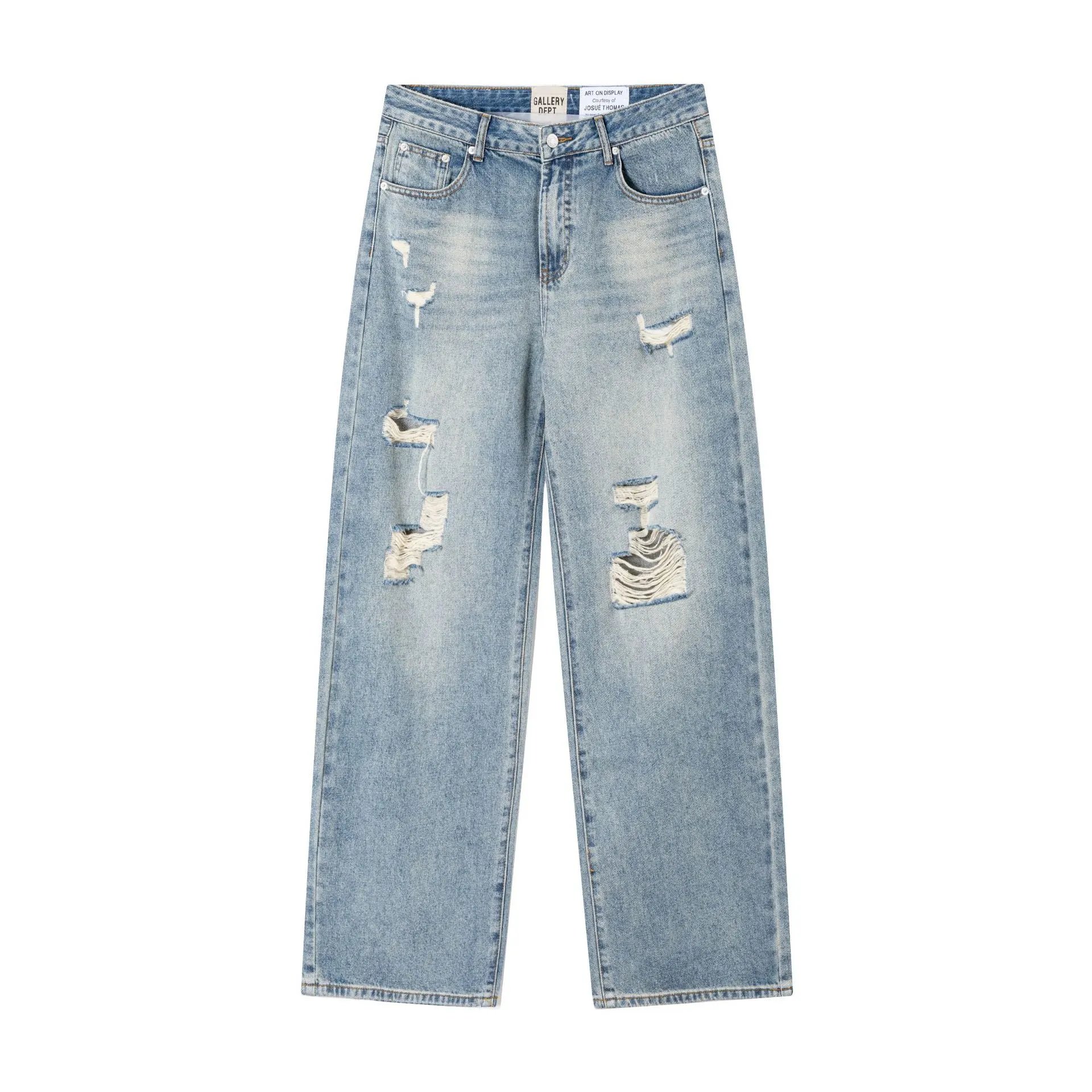 Unbranded Jeans Washed Flared with Contrast Side Panels and Raw Hem — D15