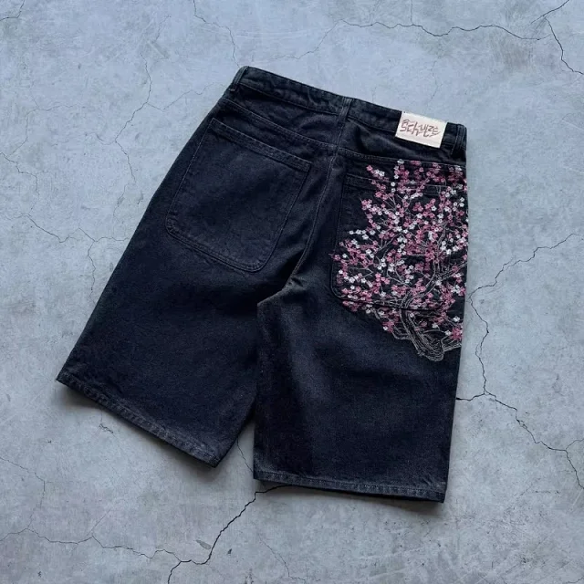 Schutze Jeans Cherry Blossom Embroidered Wide-Leg product detail image 7