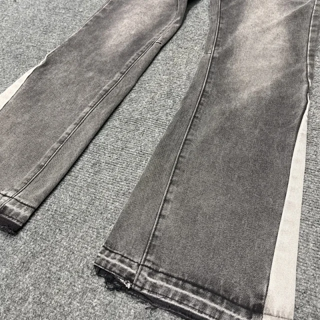 Unbranded Jeans Washed Flared with Contrast Side Panels and Raw Hem product detail image 24