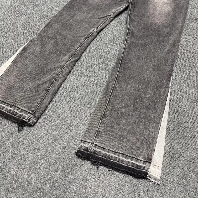 Unbranded Jeans Washed Flared with Contrast Side Panels and Raw Hem product detail image 28