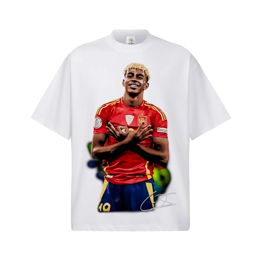 Unbranded T-Shirts Oversized short-sleeve graphic football player print — White short-sleeved shirt
