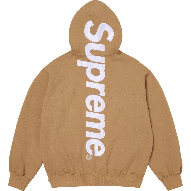 Supreme Hoodies & Sweatshirts Pullover hoodie with vertical back logo print — E550# Khaki