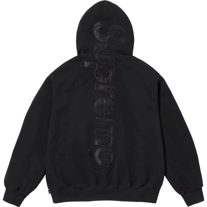 Supreme Hoodies & Sweatshirts Pullover hoodie with vertical back logo print — Black hoodie