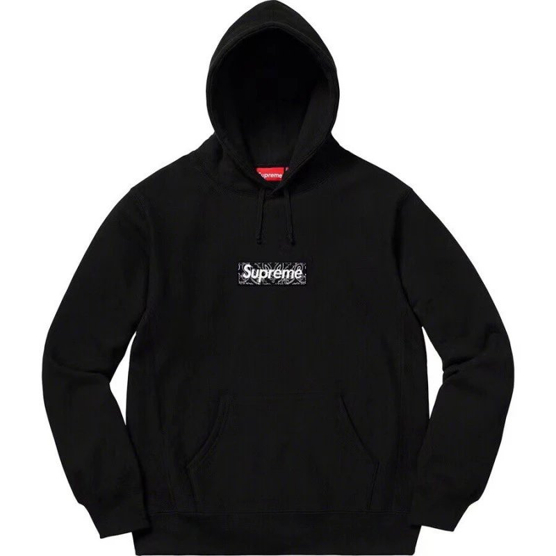 Supreme Hoodies & Sweatshirts Pullover hoodie with vertical back logo print — Cashew flower black