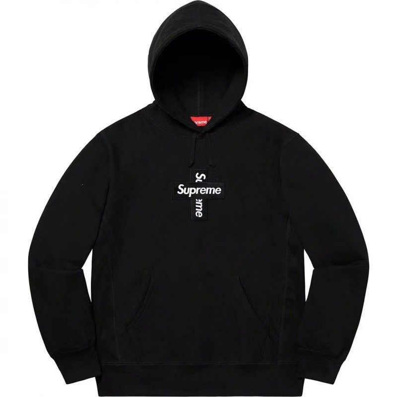 Supreme Hoodies & Sweatshirts Pullover hoodie with vertical back logo print — Cross black