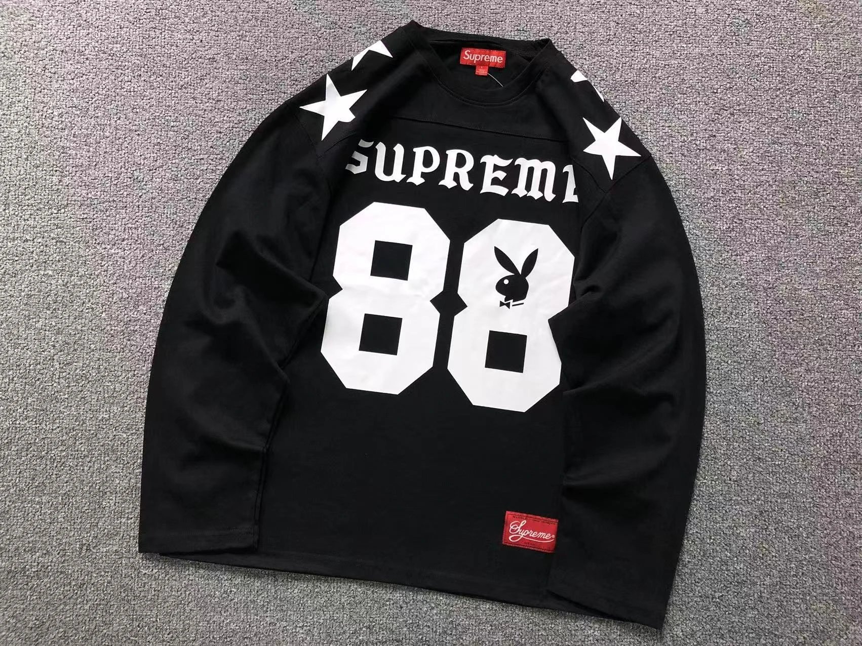 Supreme Hoodies & Sweatshirts Pullover hoodie with vertical back logo print — Z 01#Black