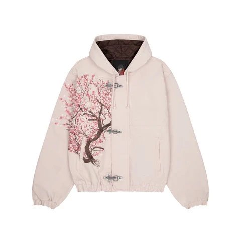 Schutze Jeans Cherry Blossom Embroidered Wide-Leg — Button jacket pink (high quality) 2 (spot)