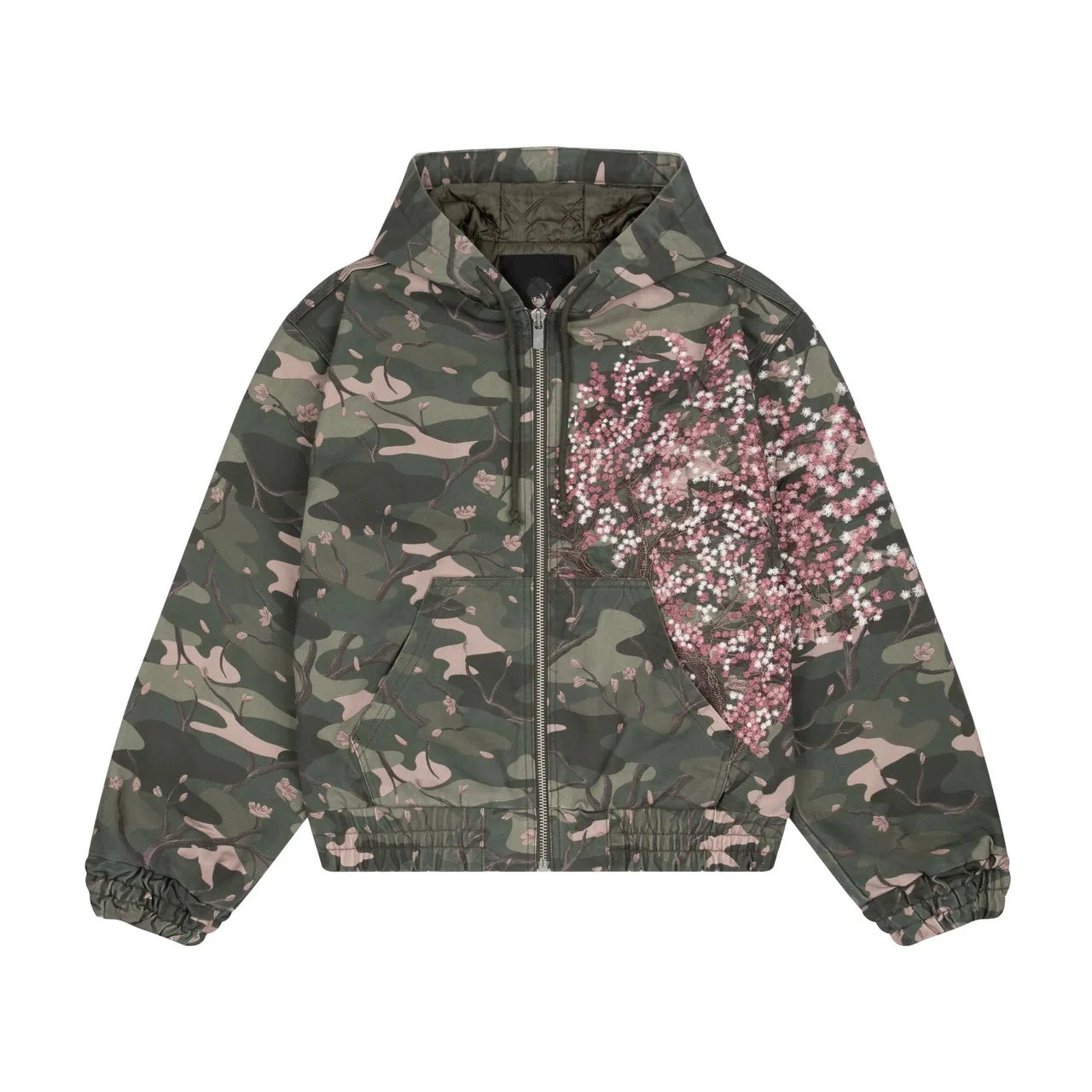 Schutze Jeans Cherry Blossom Embroidered Wide-Leg — Colorful jacket