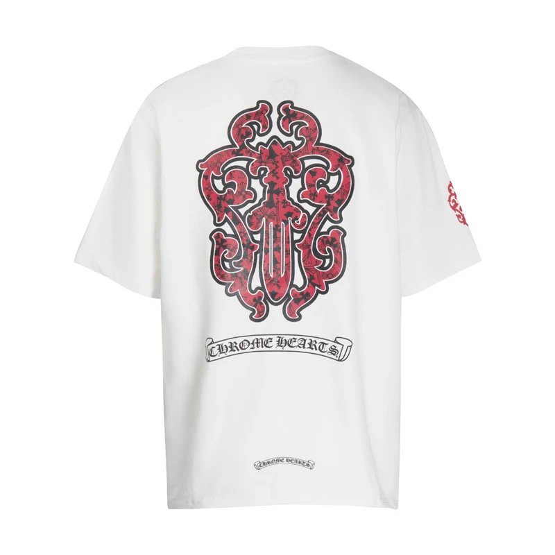 Chrome Hearts T-Shirts Graphic Cross Print — 6049 white