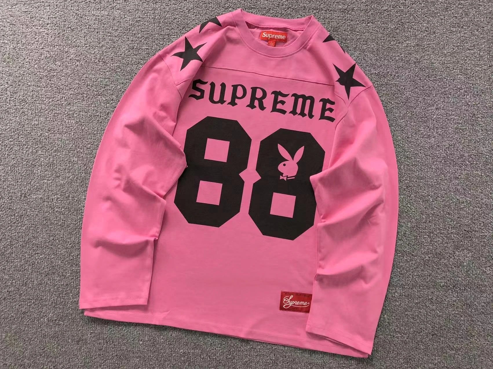 Supreme Hoodies & Sweatshirts Pullover hoodie with vertical back logo print — Z 01#Pink