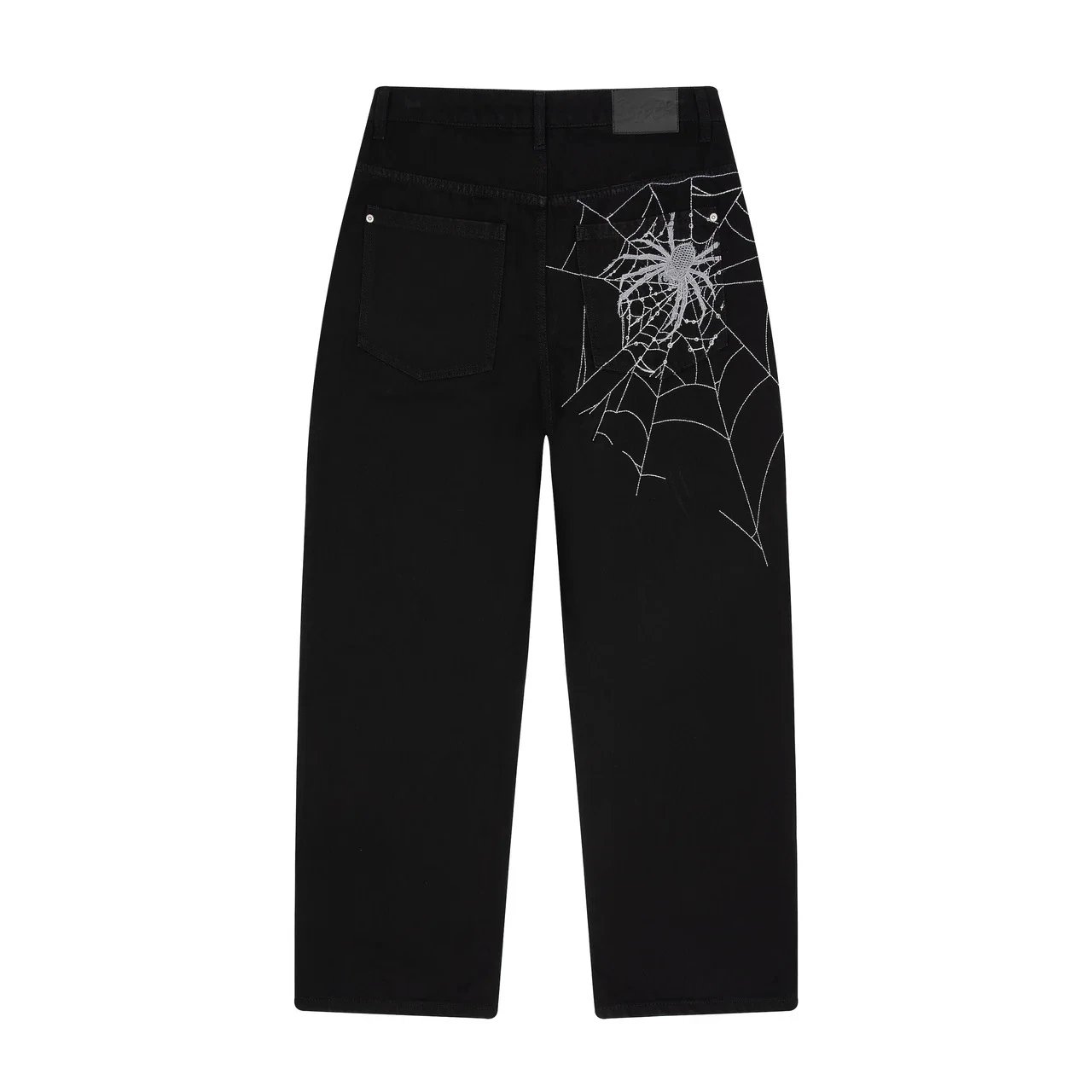 Schutze Jeans Cherry Blossom Embroidered Wide-Leg — Black Spider (In Stock)