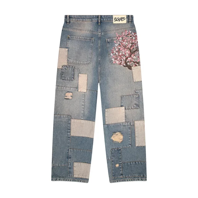 Schutze Jeans Cherry Blossom Embroidered Wide-Leg product detail image 9
