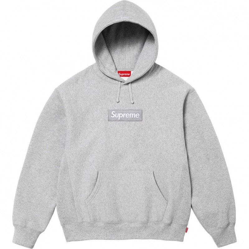 Supreme Hoodies & Sweatshirts Pullover hoodie with vertical back logo print — gray