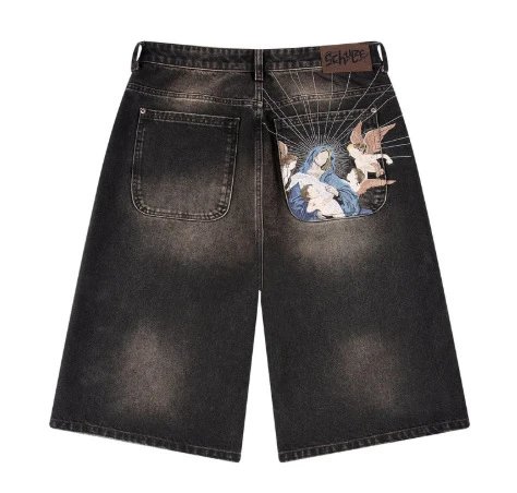 Schutze Jeans Cherry Blossom Embroidered Wide-Leg — Black shorts 2(In stock)