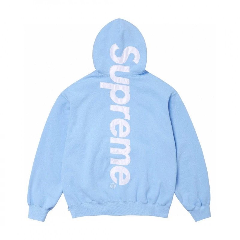 Supreme Hoodies & Sweatshirts Pullover hoodie with vertical back logo print — E 550#Sweatshirt sky blue