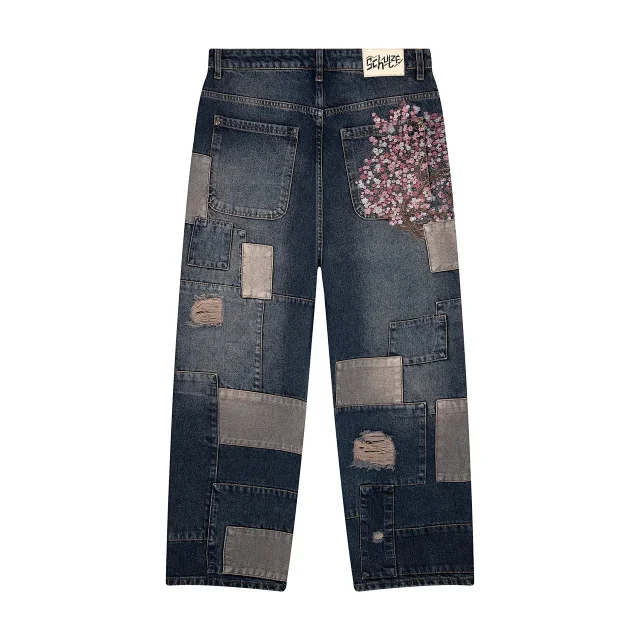 Schutze Jeans Cherry Blossom Embroidered Wide-Leg product detail image 10