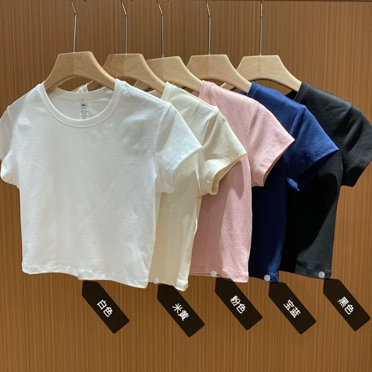 Sports training yoga right shoulder short-sleeved T-shirt for women summer inner layering short shirt top *no quality issues and cannot be returned without reason(pic5) Sports training yoga right shoulder short-sleeved T-shirt for women summer inner layering short shirt top *no quality issues and cannot be returned without reason