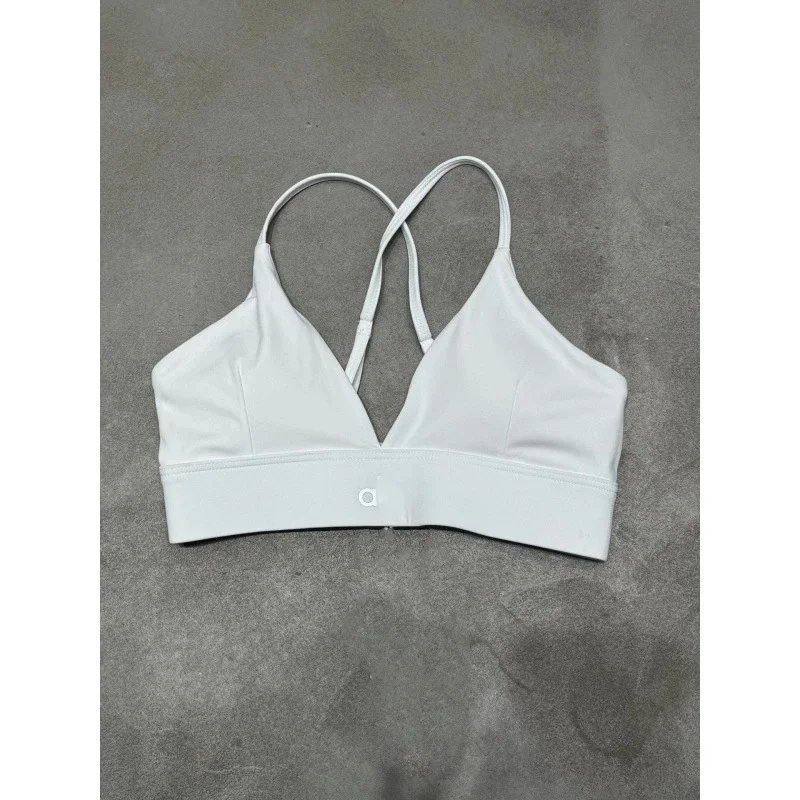 Alo Yoga Underwear V-Neck Crisscross-Back Sports Bra — white