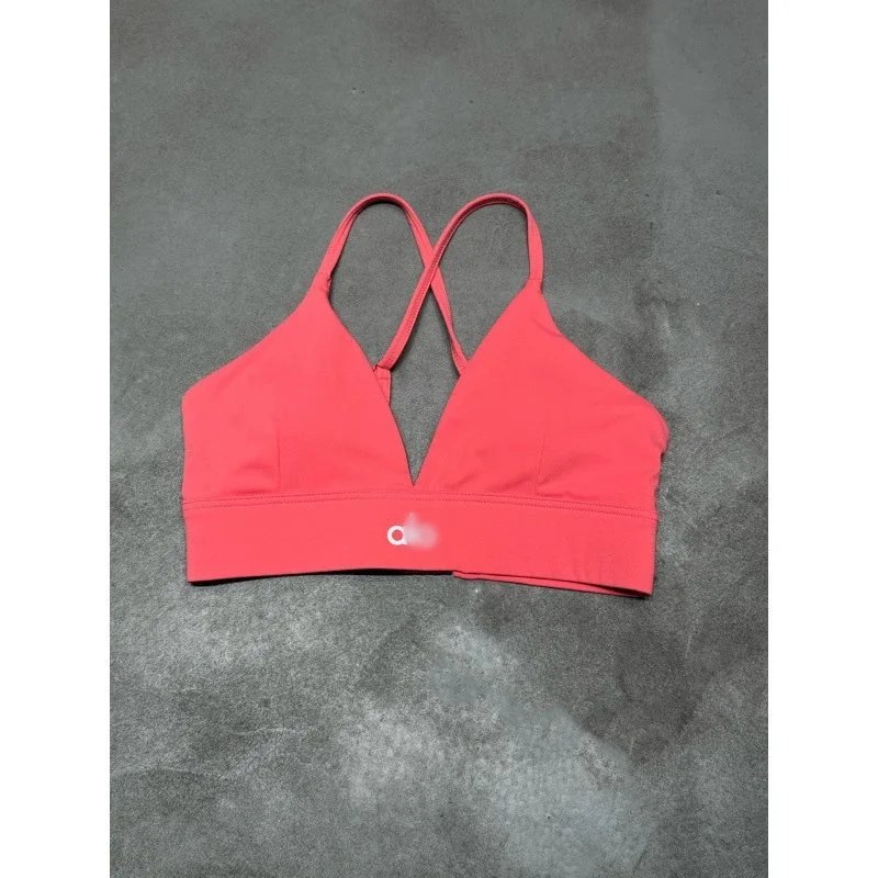 Alo Yoga Underwear V-Neck Crisscross-Back Sports Bra — Red