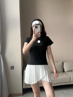 thumbnail for Summer letter reflective crew neck short-sleeve women's breathable sport casual versatile slim slimming solid color T-shirt *No quality issues, no no-questions-asked returns