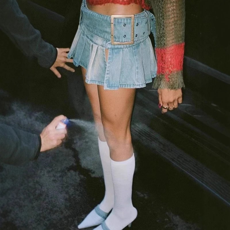 Y2K Athletic Retro Distressed Low Rise Skirt