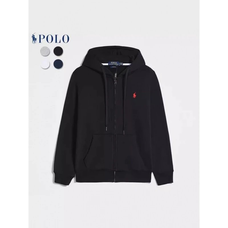 Polo Black Zip-Up Hoodie
