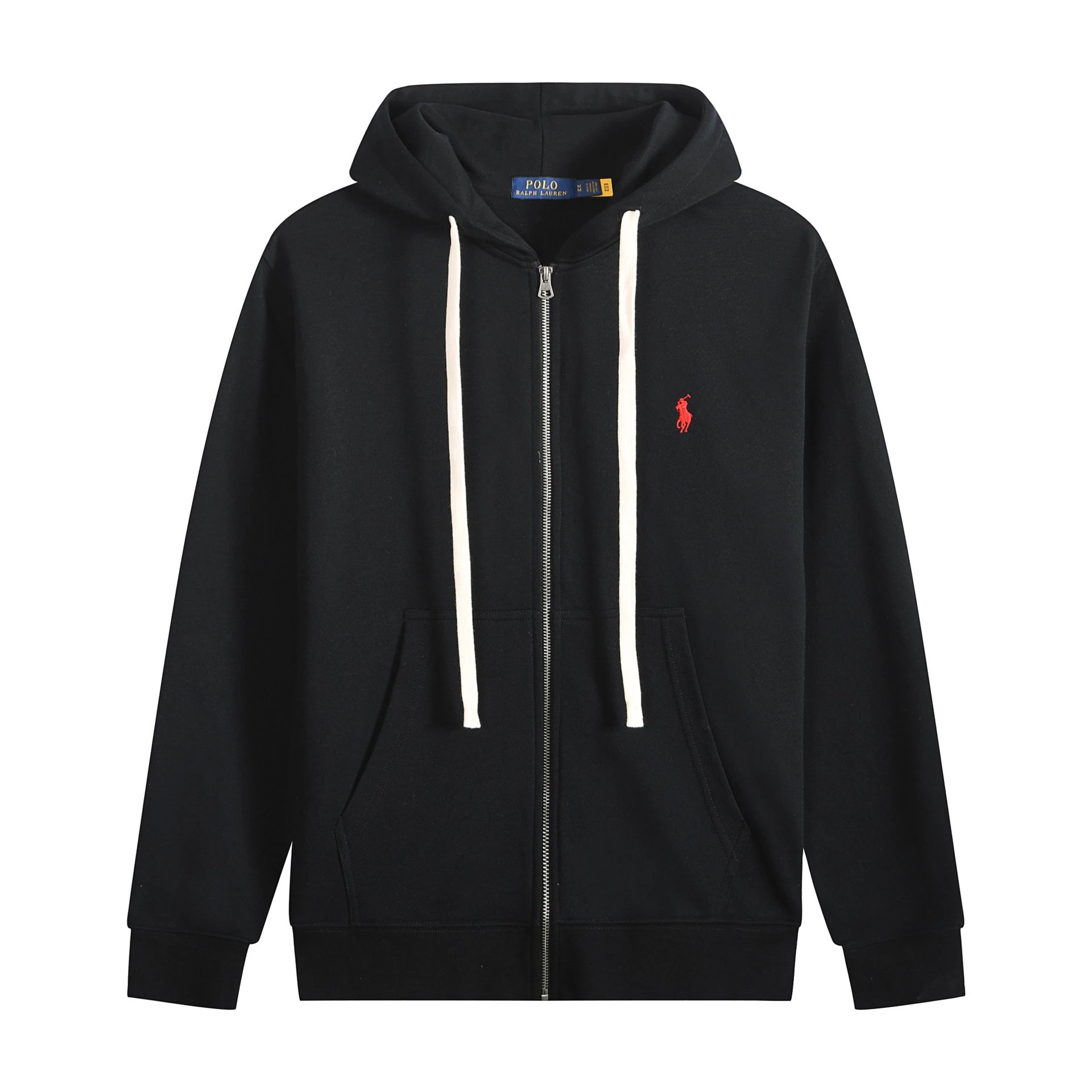 White Cord Zipper Black Red Label