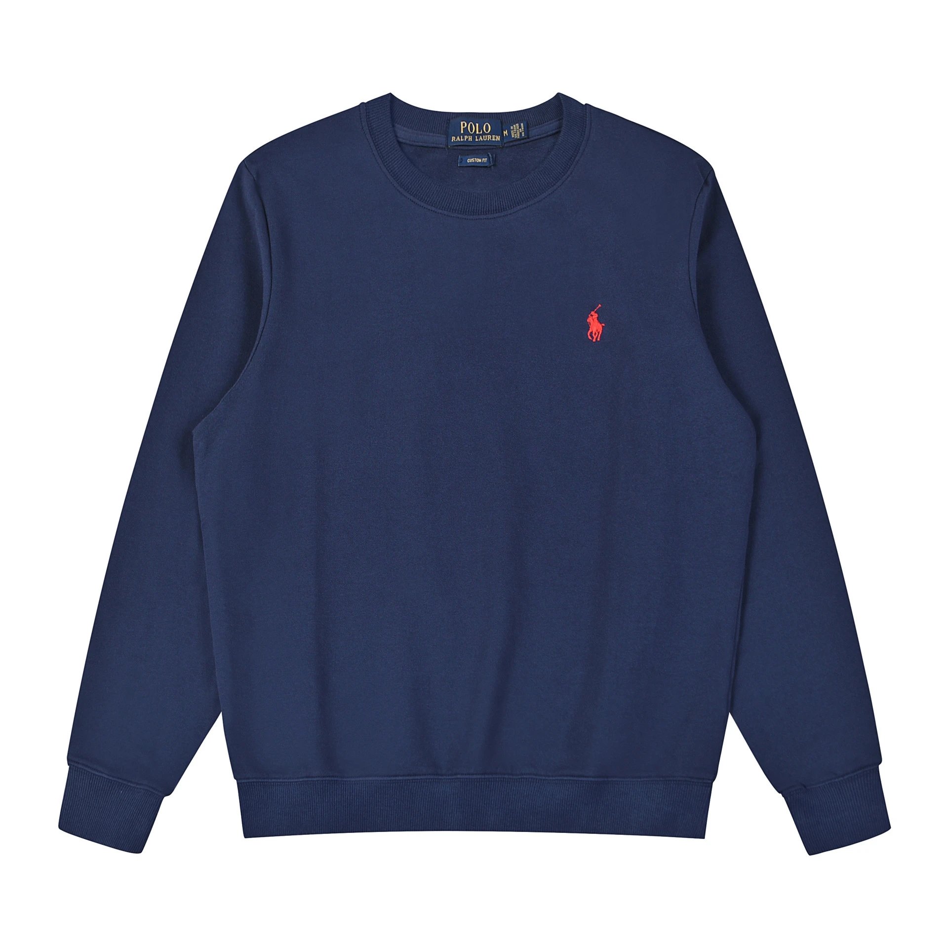 Crew neckline blue and red label