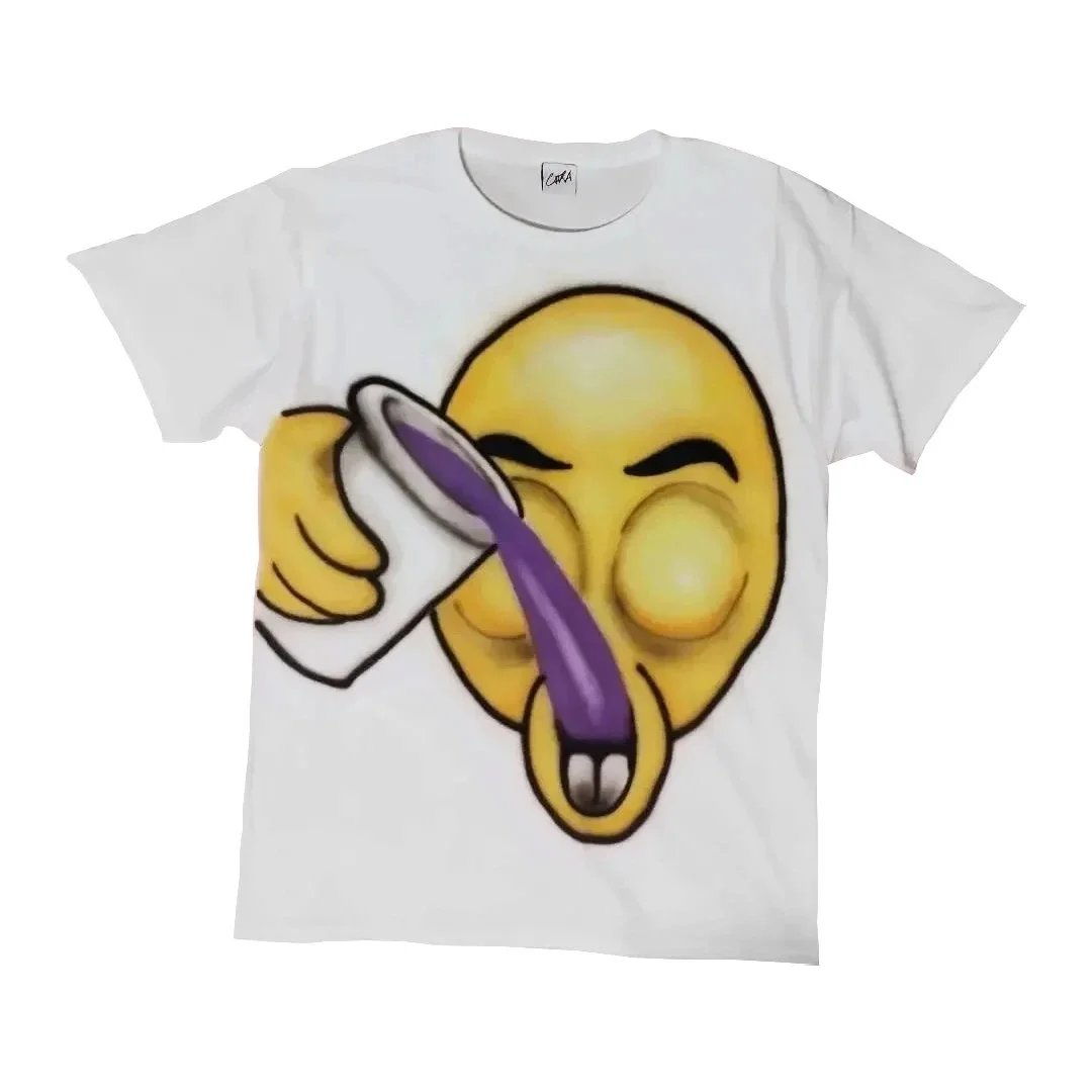 Prism Emoji Creative and Fun Design Half-Sleeve Street Fashion Summer Casual Short-Sleeve T-Shirt