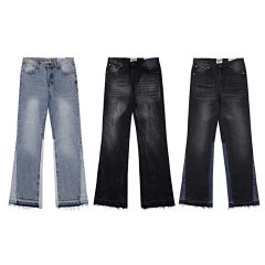 23S Galedep Color-Block Flared Jeans Unisex High Street Floor-Length Straight-Leg Pants