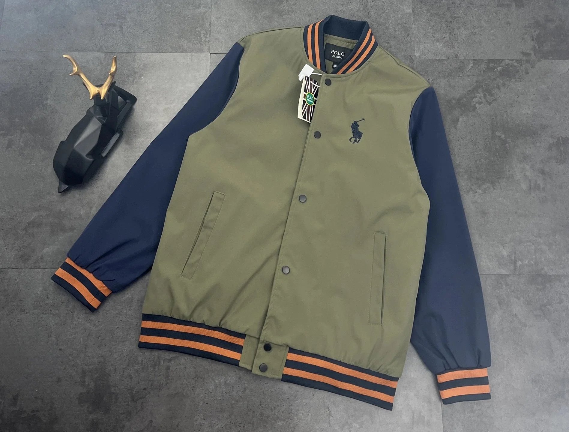 Ralph Lauren Polo Barn Jacket Off-White with Burgundy Collar Jacket - 78
