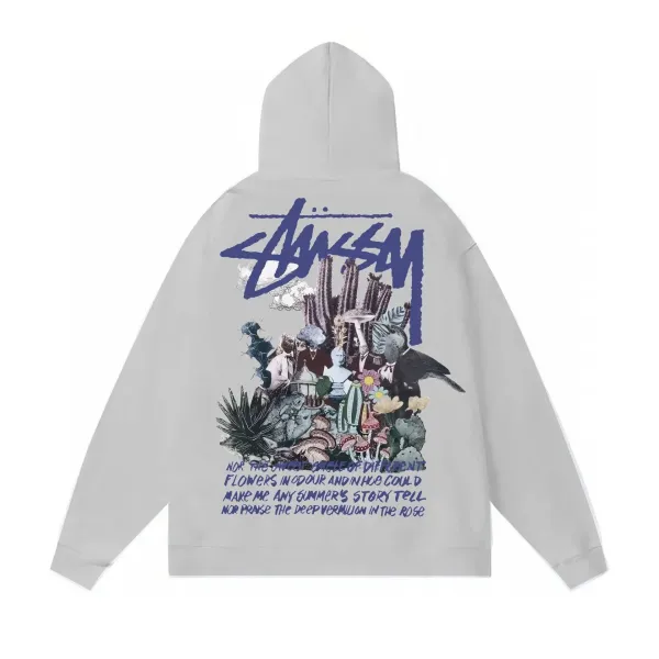 Stüssy Collage Print Hoodie Gray - 1