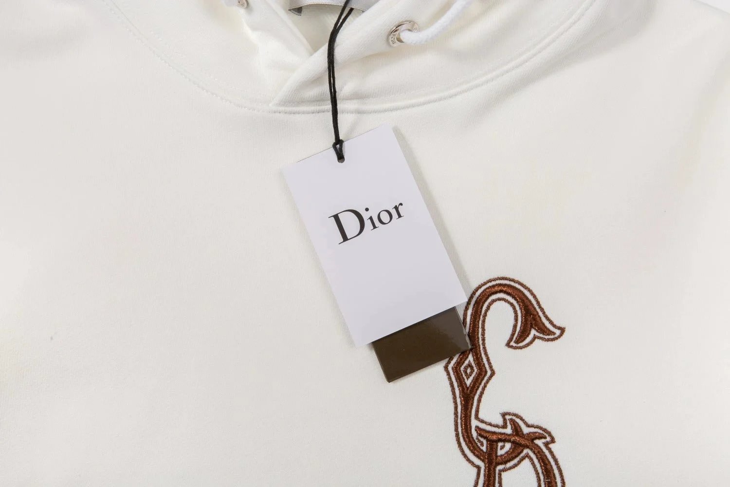 Dior CD Logo Embroidered Off-White Hoodie - 78