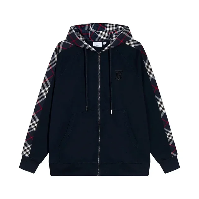 Burberry Hoodies & Sweatshirts Check-Trim Zip-Up Hooded Sweatshirt product detail image 5