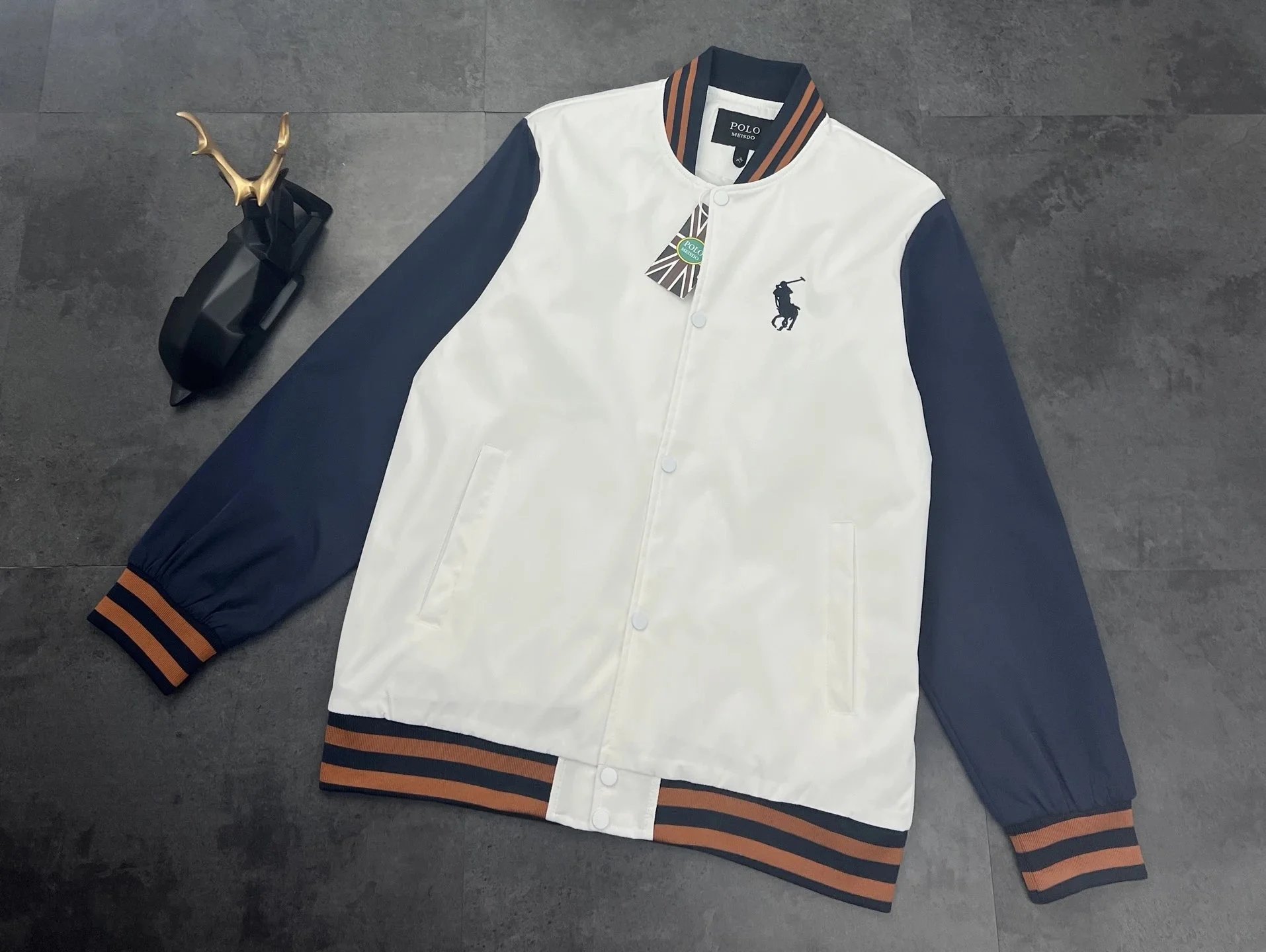 Ralph Lauren Polo Barn Jacket Off-White with Burgundy Collar Jacket - 77