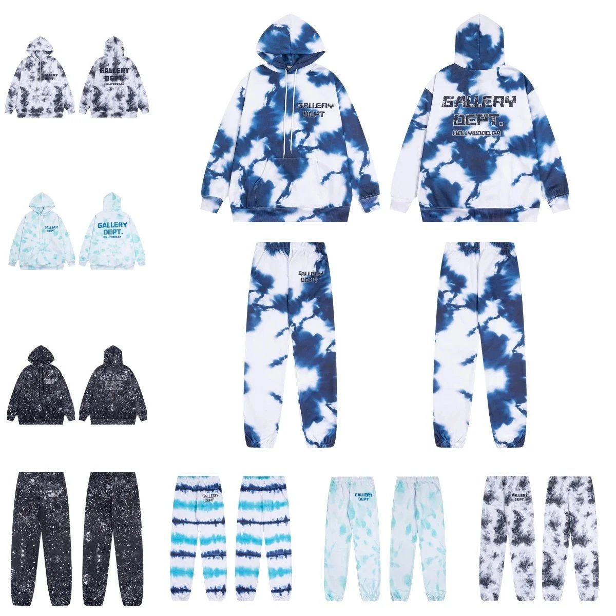 Gallery Dept Blue Tie-Dye Hoodie and Pants Set
