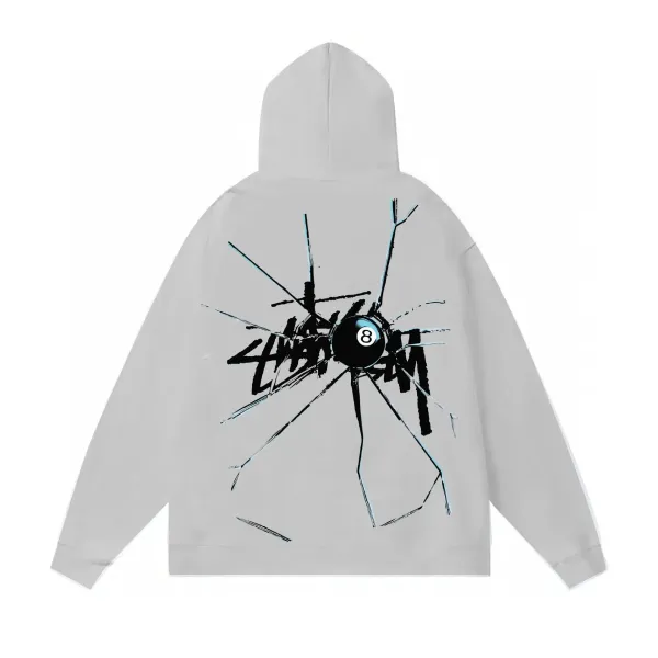 Stüssy 8-Ball Shattered Glass Hoodie Gray - 1