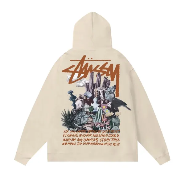 Stüssy Floral Collage Hoodie Beige - 1