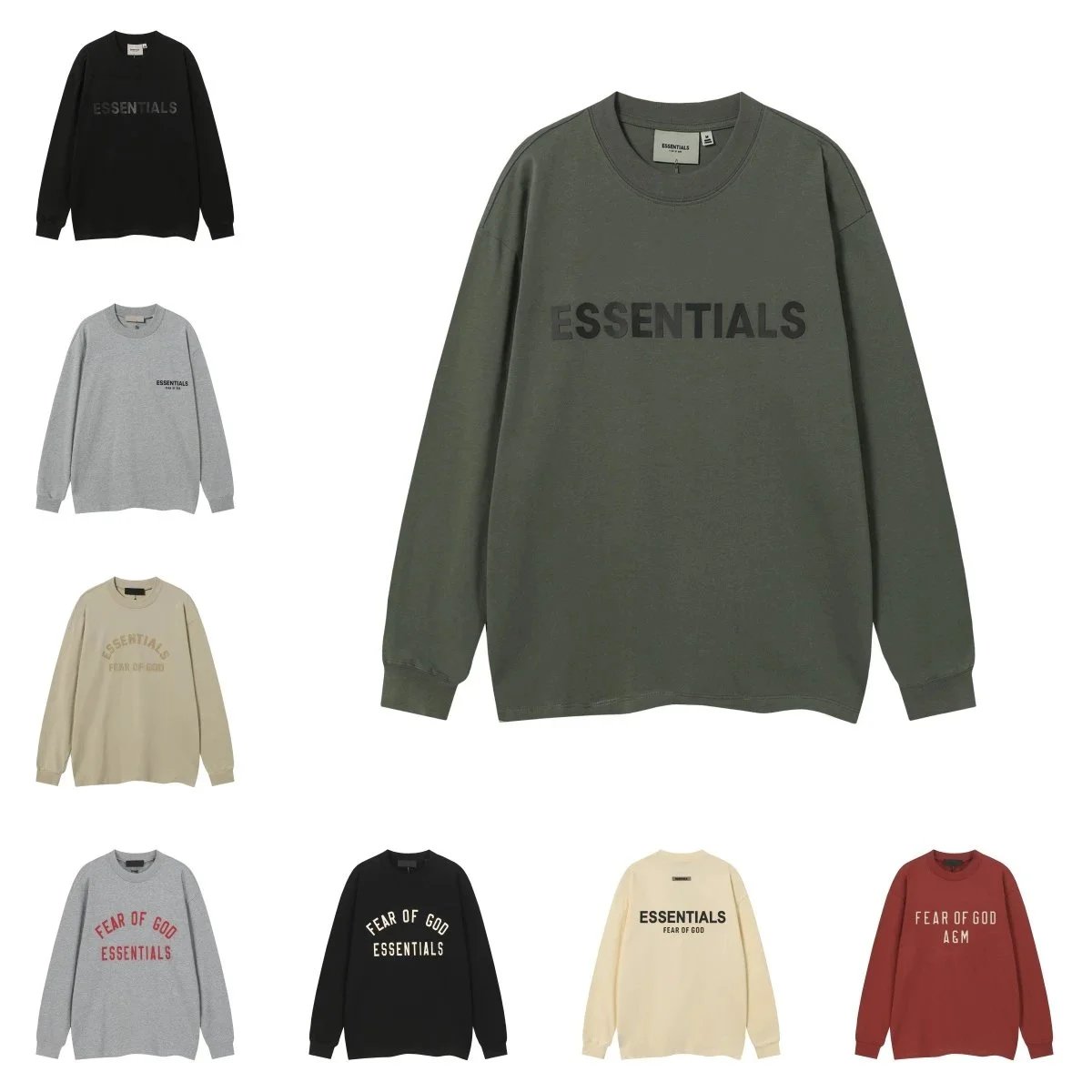 Fear of God Essentials Olive Long Sleeve T-Shirt
