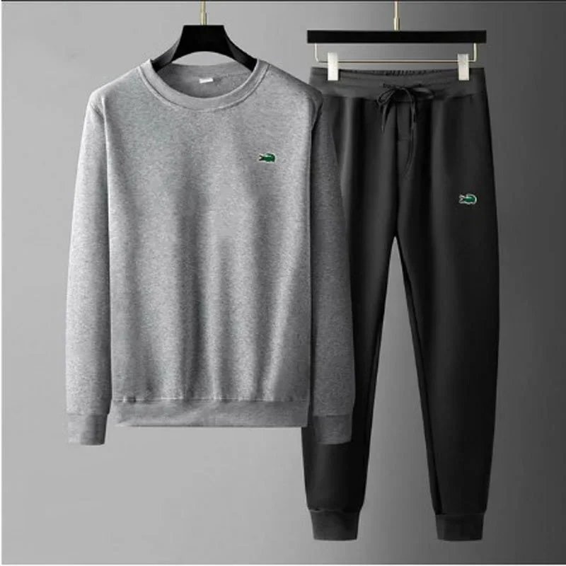 Lacoste Crewneck Sweatshirt and Jogger Set Gray and Black
