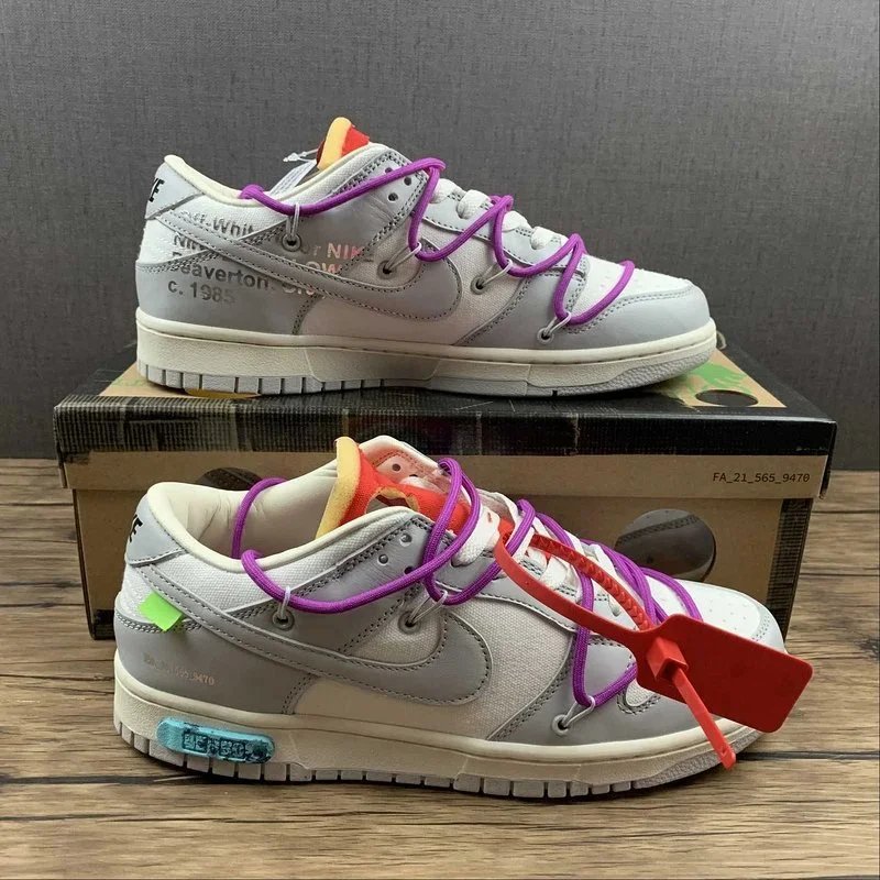 Off-White x Nike Dunk Low Industrial Grey Sneakers - 10
