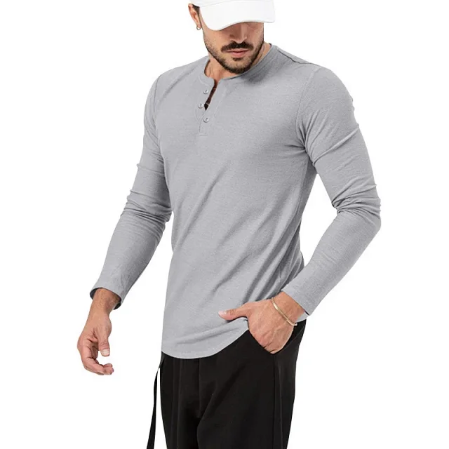Unbranded T-Shirts Long Sleeve Henley T-Shirt product detail image 12