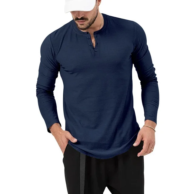 Unbranded T-Shirts Long Sleeve Henley T-Shirt product detail image 29