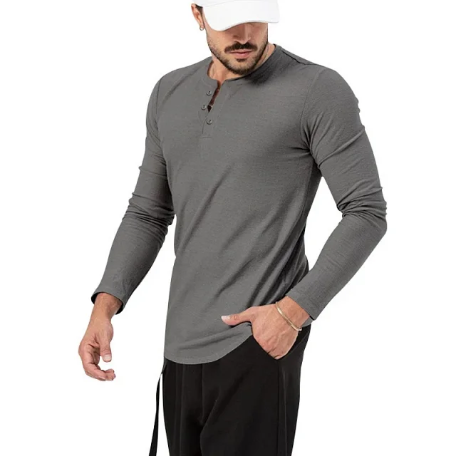 Unbranded T-Shirts Long Sleeve Henley T-Shirt product detail image 5
