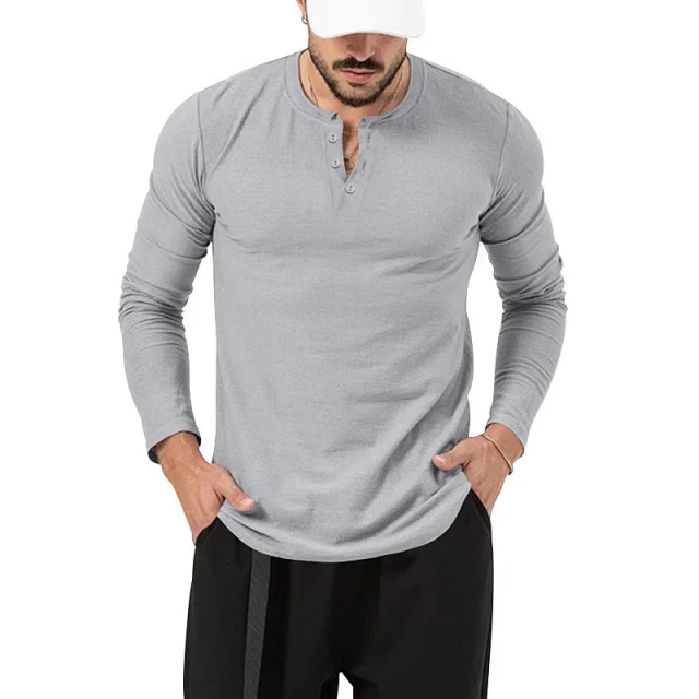 Unbranded T-Shirts Long Sleeve Henley T-Shirt product detail image 14