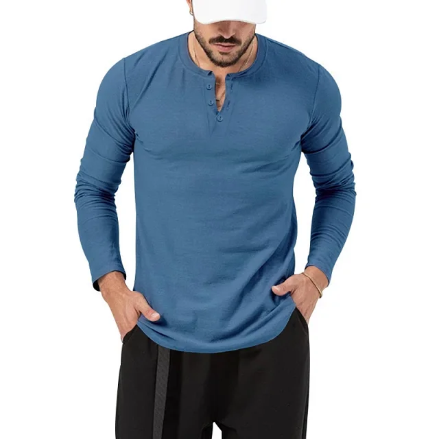 Unbranded T-Shirts Long Sleeve Henley T-Shirt product detail image 18