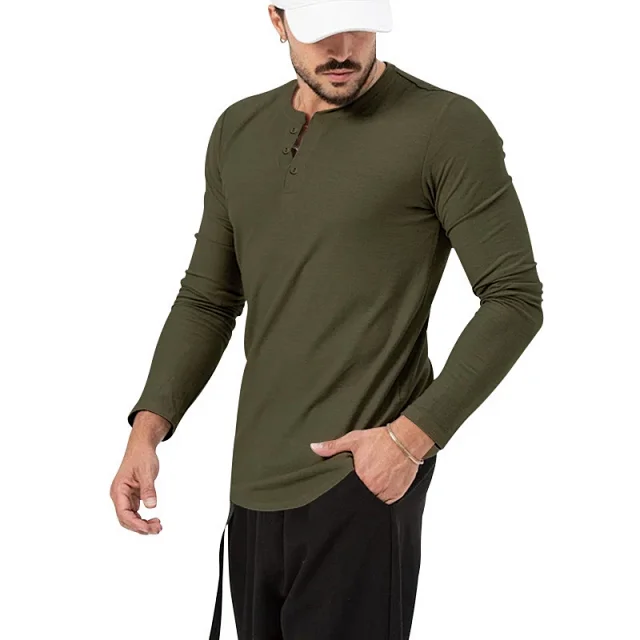 Unbranded T-Shirts Long Sleeve Henley T-Shirt product detail image 21
